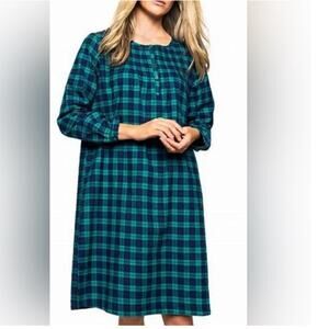 Petite Plum Beatrice Green Highland Tartan Plaid Flannel Nightgown S